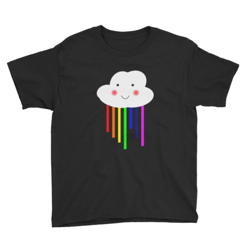 Kawaii Style Cute Smiling Cloud Rainbow Rain Colorful Lovely Youth Short Sleeve T-Shirt