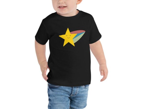Lovely Cute Shooting Star with Colorful Rainbow Tail Toddler Short Sleeve Tee - Image 2