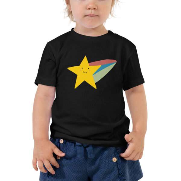Lovely Cute Shooting Star with Colorful Rainbow Tail Toddler Short Sleeve Tee - Image 3