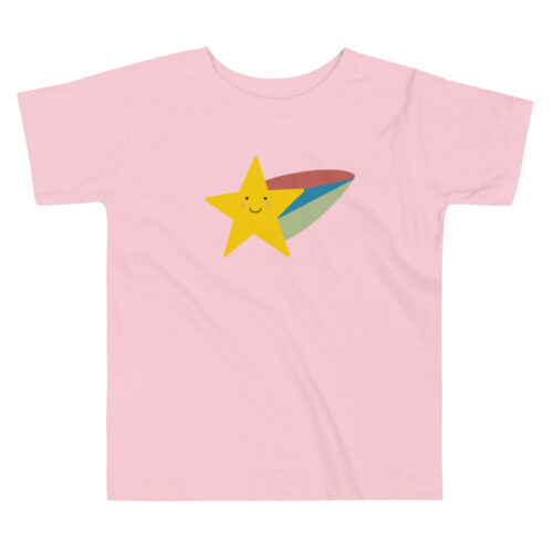 Lovely Cute Shooting Star with Colorful Rainbow Tail Toddler Short Sleeve Tee