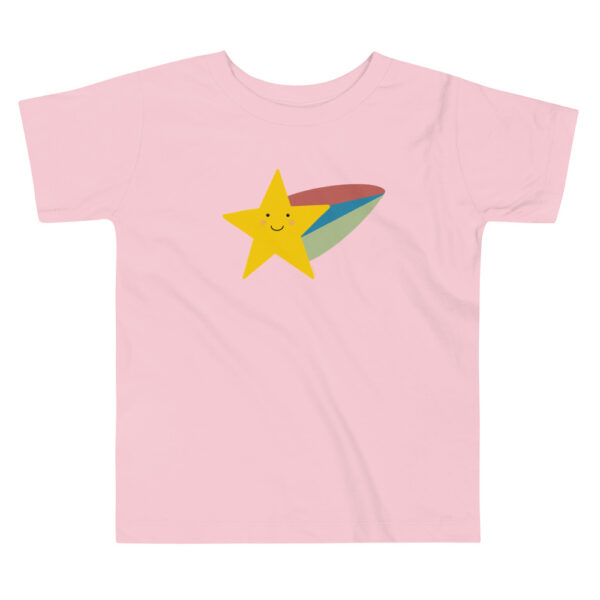 Lovely Cute Shooting Star with Colorful Rainbow Tail Toddler Short Sleeve Tee