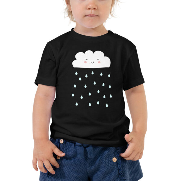 Lovely Smiling Cloud Rainy Day Rain Drops Toddler Short Sleeve Tee - Image 3