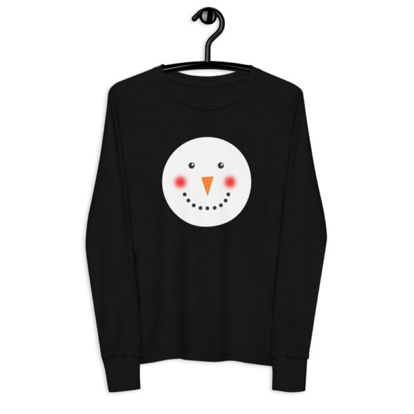 Cute Smiling Snowman Head Winter Theme Youth long sleeve tee - Image 2