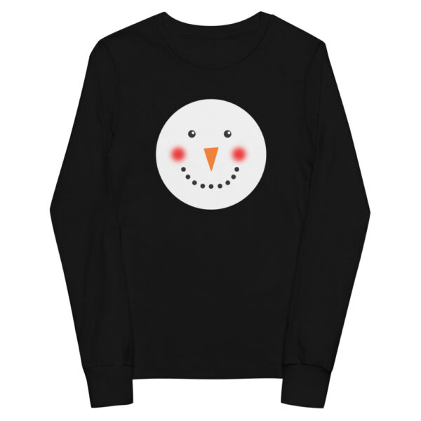Cute Smiling Snowman Head Winter Theme Youth long sleeve tee