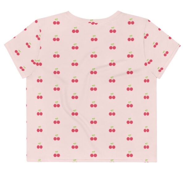 Chic Girly Cherry Fruit Pattern Women All-Over Print Crop Tee - Image 2