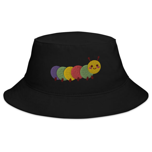 Cute Colorful Rainbow Caterpillar Animal Embroidered Bucket Hat - Image 2