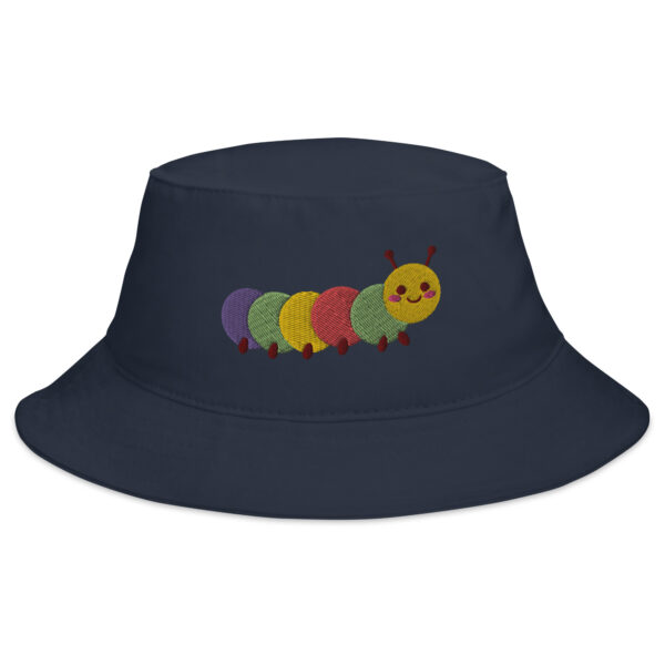 Cute Colorful Rainbow Caterpillar Animal Embroidered Bucket Hat - Image 3