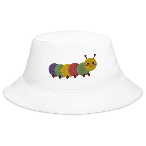 Cute Colorful Rainbow Caterpillar Animal Embroidered Bucket Hat