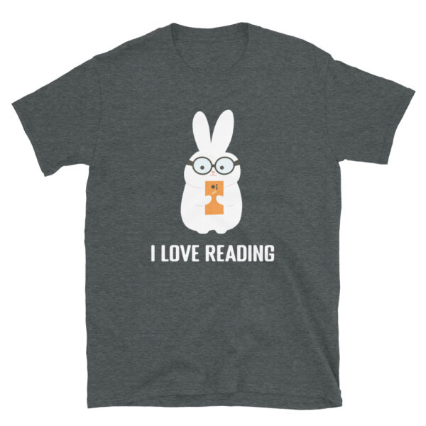 Funny Cute I Love Reading Bunny Phone Short-Sleeve Unisex T-Shirt - Image 3