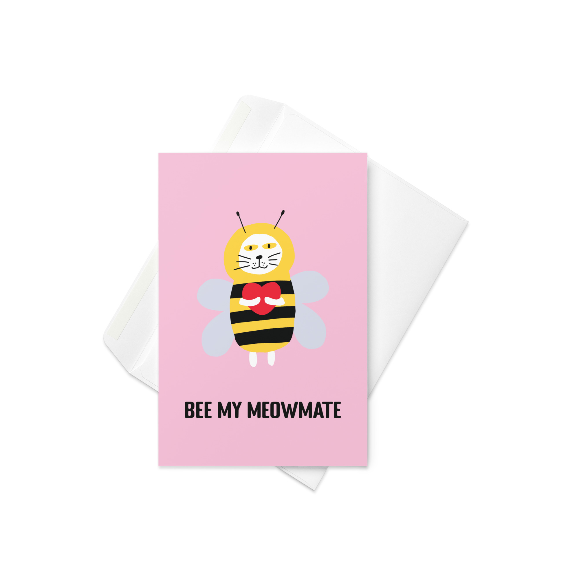 Whimsical Bee My Meowmate Cat Lover Mom Dad Pun Love card