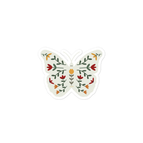 Folktale style Flowers Decorated Butterfly Bubble-free stickers