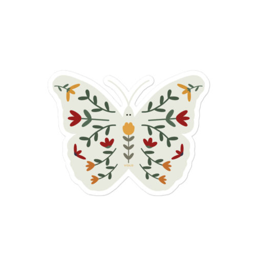 Folktale style Flowers Decorated Butterfly Bubble-free stickers